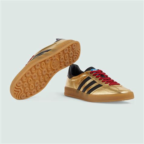 gucci adidas gold gazelle|gucci gazelle metallic gold shoes.